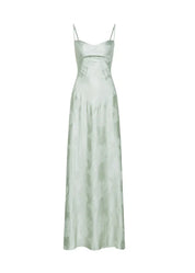 Tailliertes Satin Maxikleid