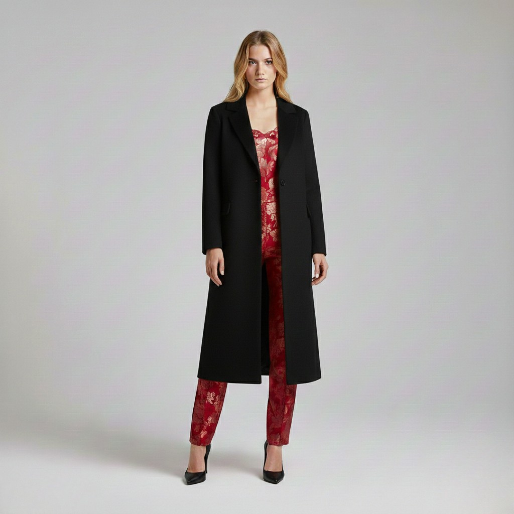 Taillierter Longline Mantel Reverskragen