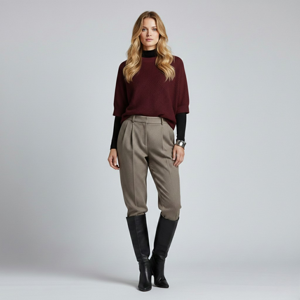 Strukturierter Kurzarm Strickpullover