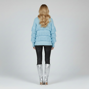 Mehrlagiger Fransen Strickpullover