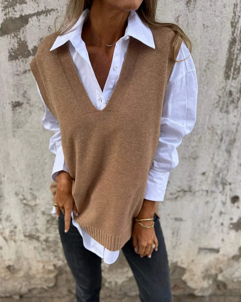 Strickpullover Weste mit V-Ausschnitt