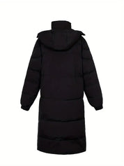 Lange Wattierte Steppjacke mit Kapuze
