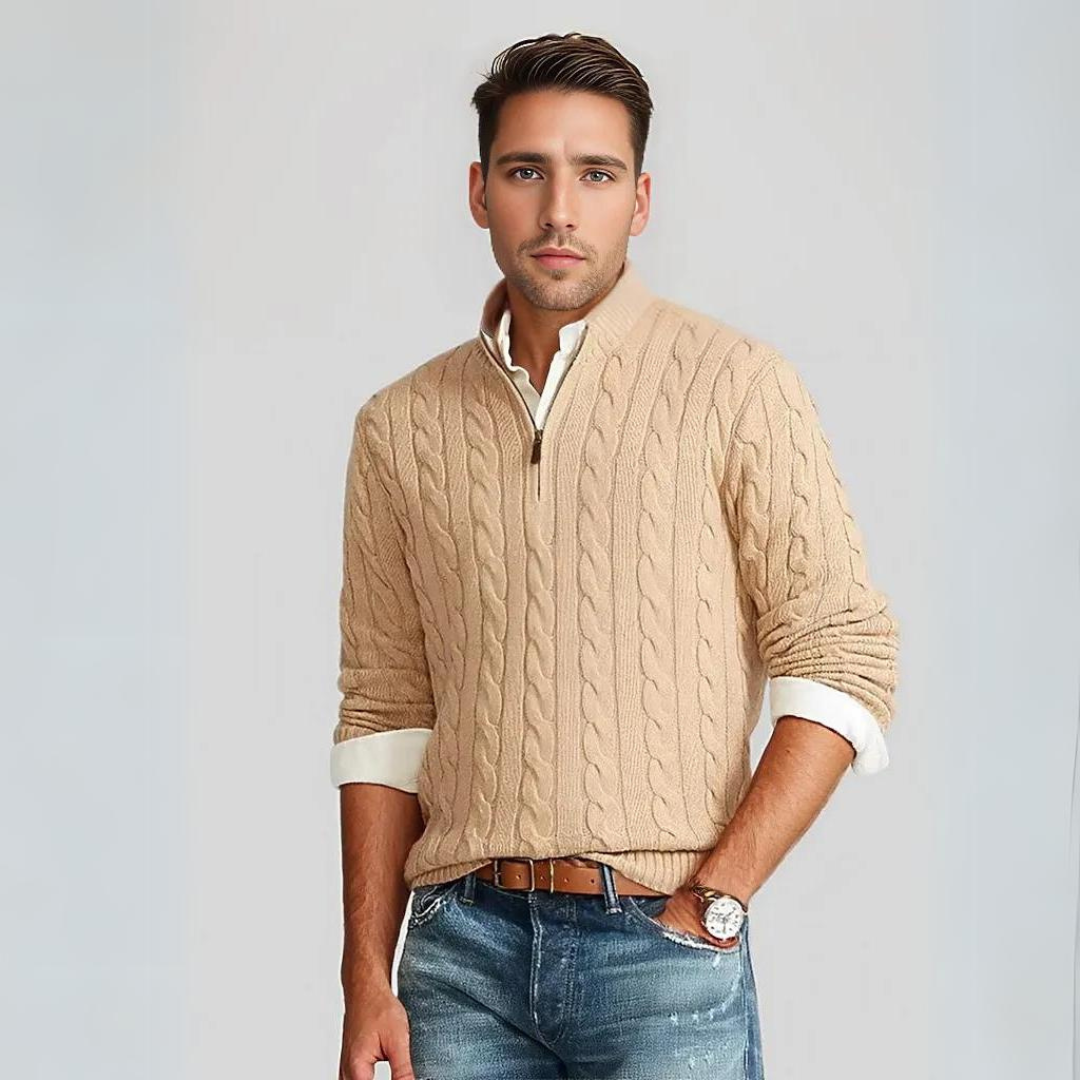 Stilvoller Strickpullover mit Reißverschluss