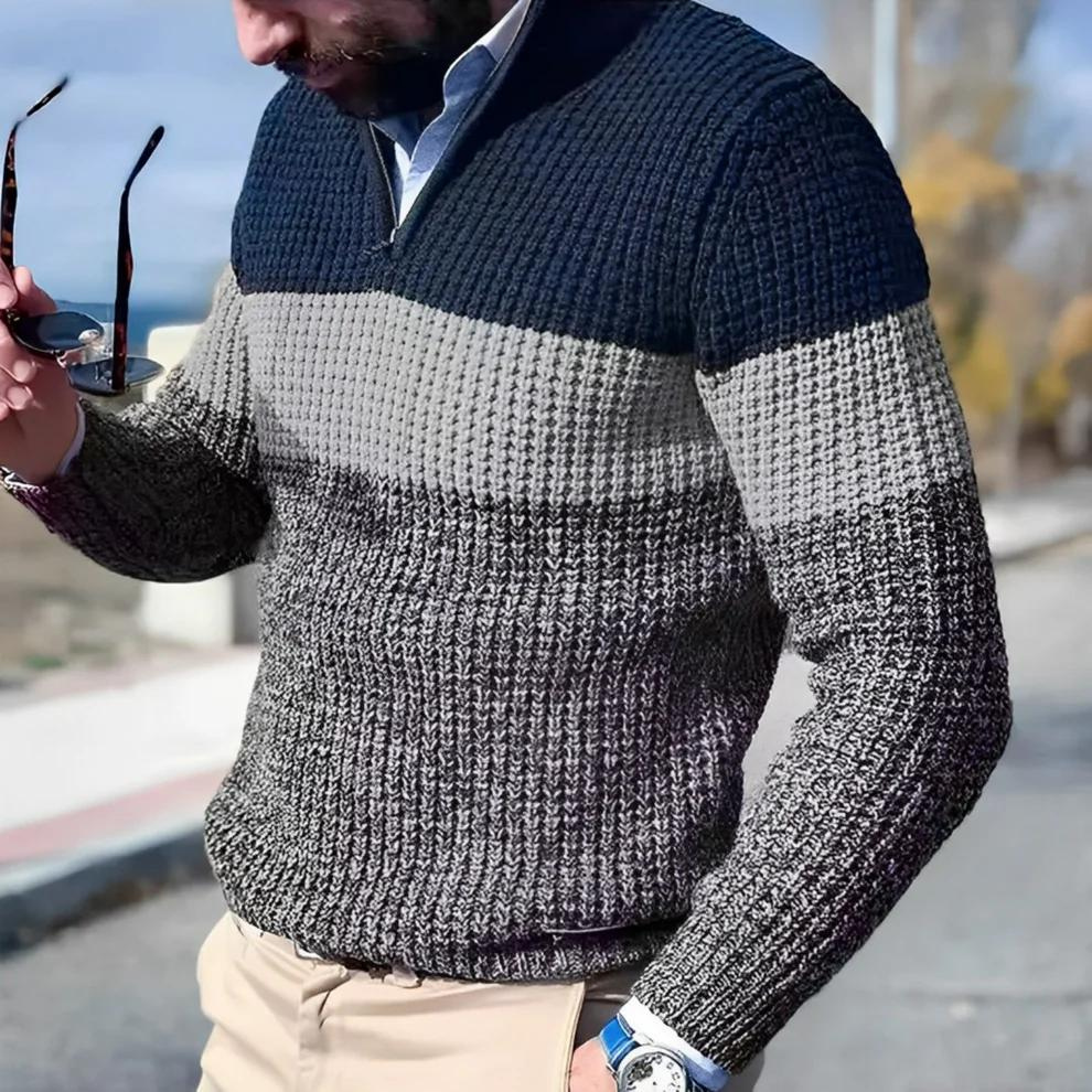 Herren Dicker Strickpullover Half-Zip