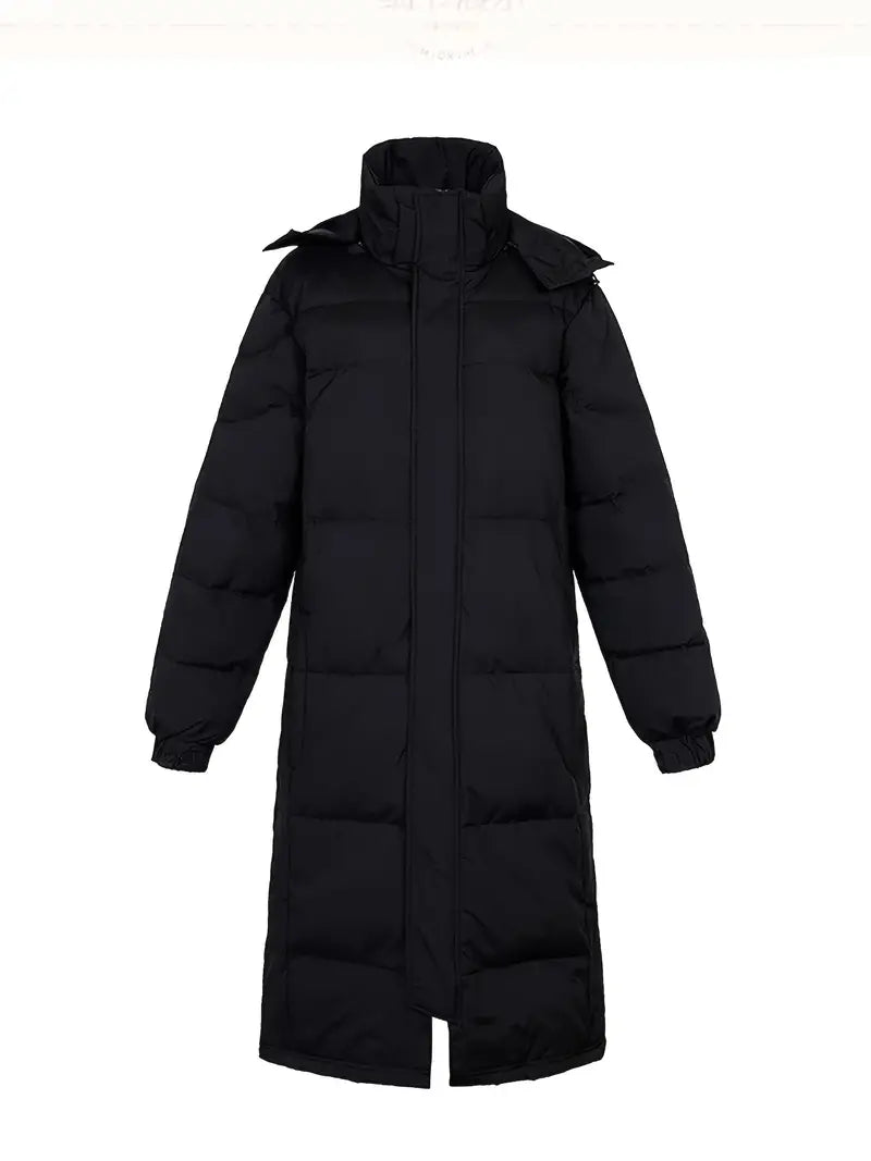 Lange Wattierte Steppjacke mit Kapuze