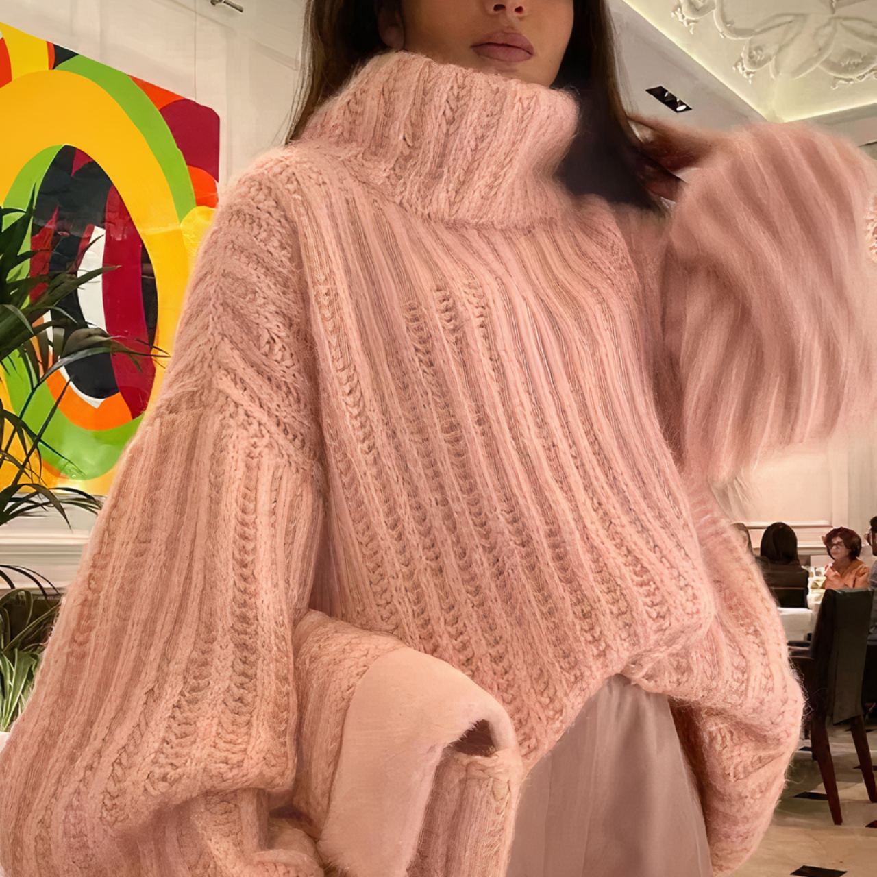Oversize Strick Rollkragenpullover