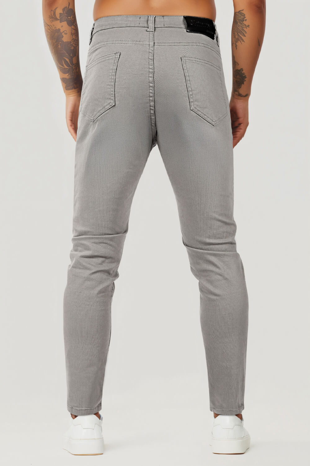 Hellgraue Schmale Herren Stretch Jeans