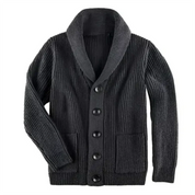 Gerippte Strickjacke mit Kragen