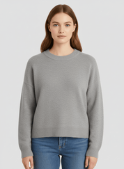 Klassischer Strickpullover Rundhalsausschnitt