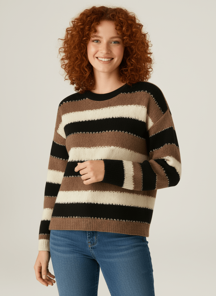 Gestreifter Strickpullover Lockere Form