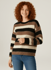 Gestreifter Strickpullover Lockere Form