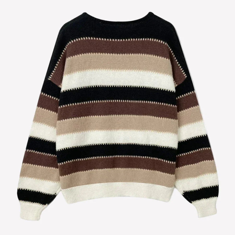 Dames-Gestreepte-Breisweater-Comfortabele-en-Stijlvolle-Trui-Sweater-Suzannies-Bruin-S.webp