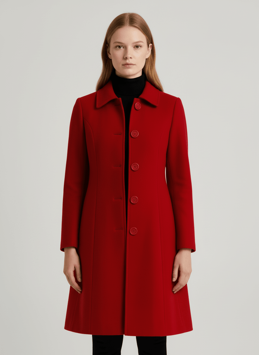Langer Wollmantel Taillierte Silhouette