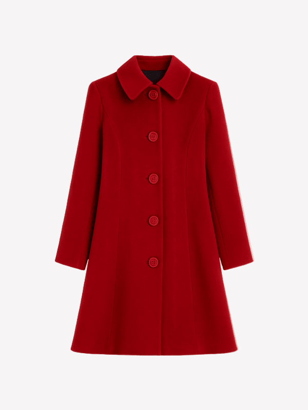 Langer Wollmantel Taillierte Silhouette