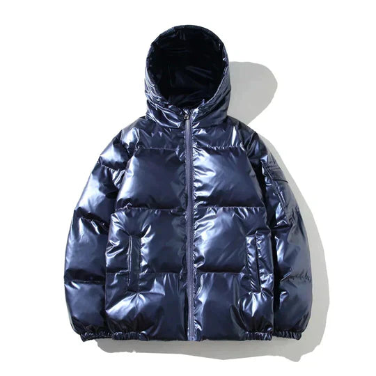 Metallische Winter-Pufferjacke für Herren