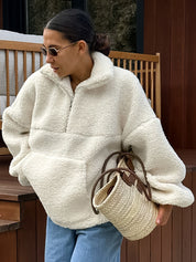 Übergroßer Damen Half-Zip Pullover