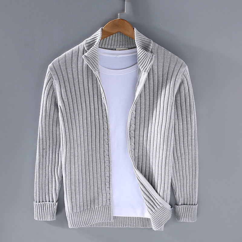 Stilvoller Herren Rippstrickjacke