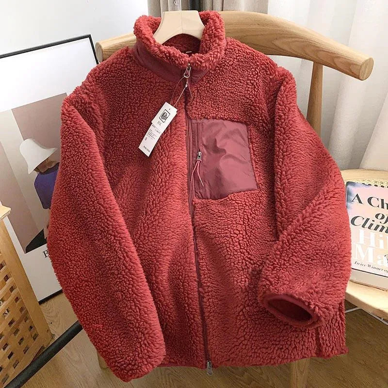 Trendige Vintage Fleece Winterjacke