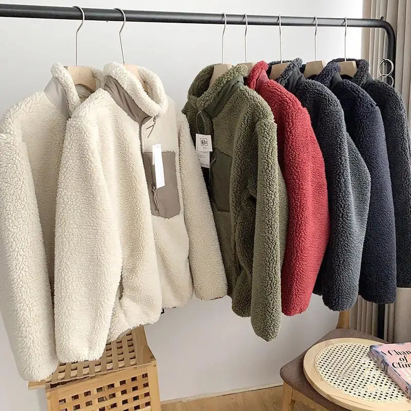 Trendige Vintage Fleece Winterjacke