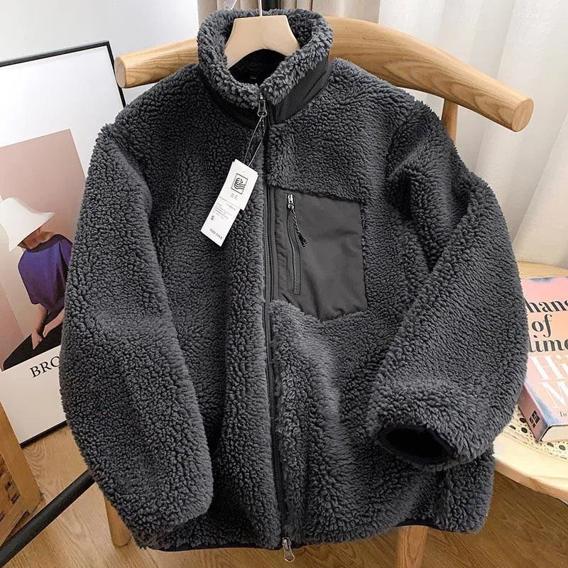 Trendige Vintage Fleece Winterjacke