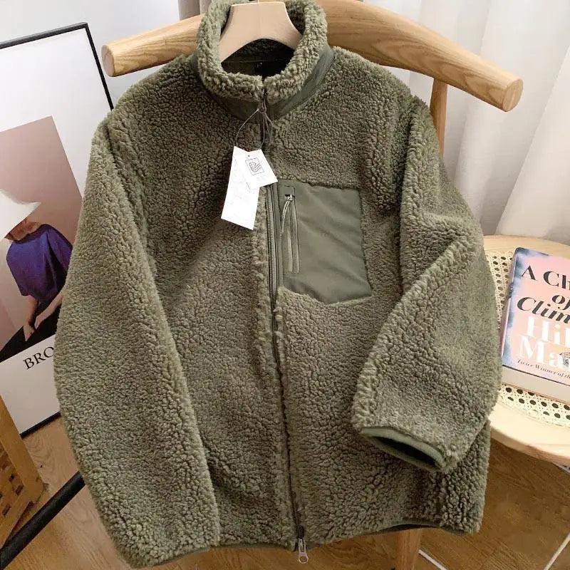 Trendige Vintage Fleece Winterjacke