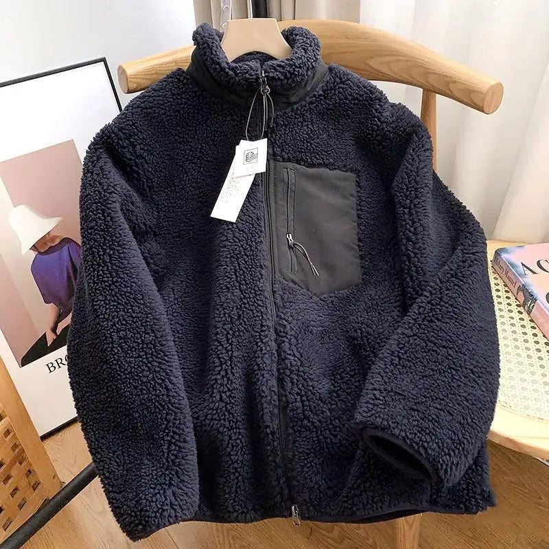 Trendige Vintage Fleece Winterjacke