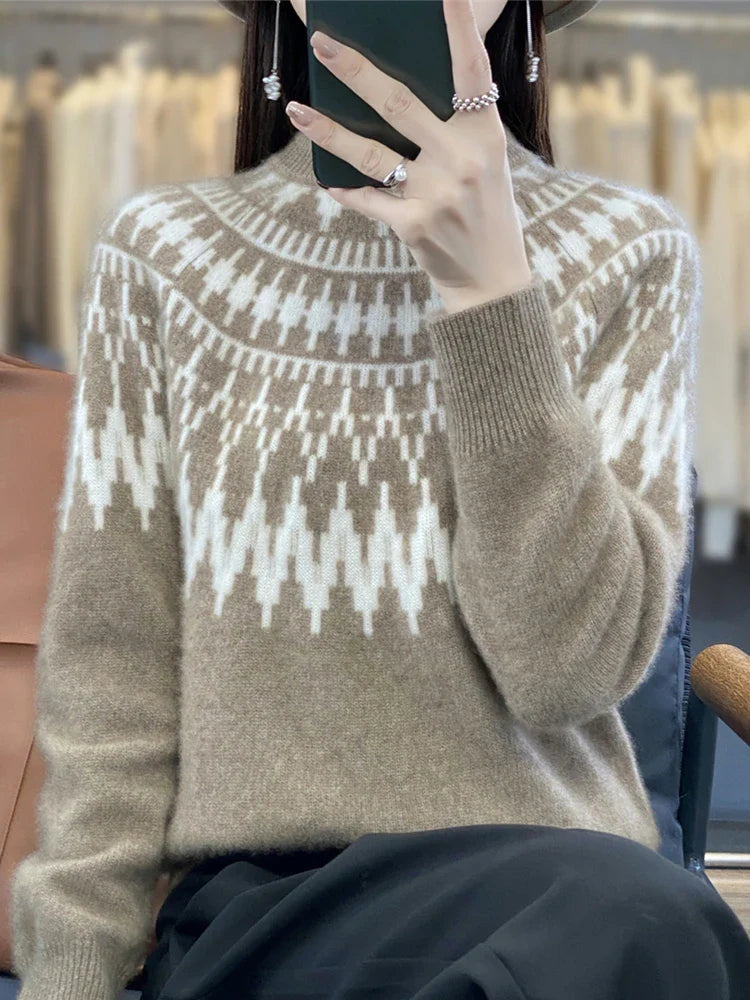 Damen Norweger Pullover Fair Isle