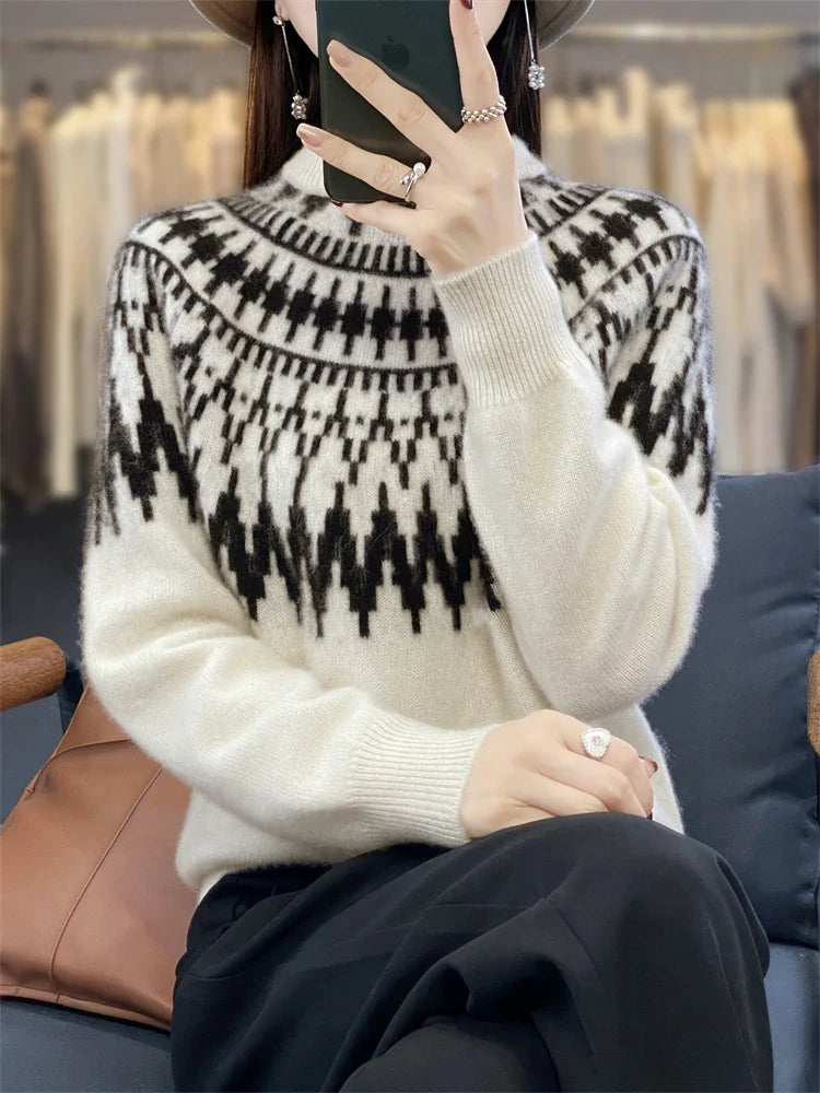 Damen Norweger Pullover Fair Isle