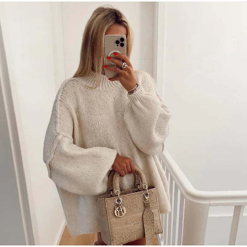 Damen übergroßer Strickpullover