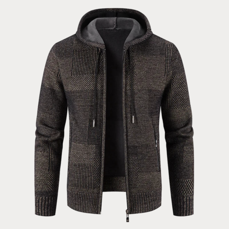 Stilvolle Winter Strickjacke mit Kapuze