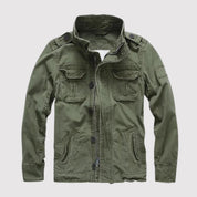 Herren Retro Denimjacke im Armeestil