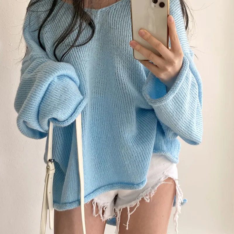 Lockerer Pullover mit V-Ausschnitt