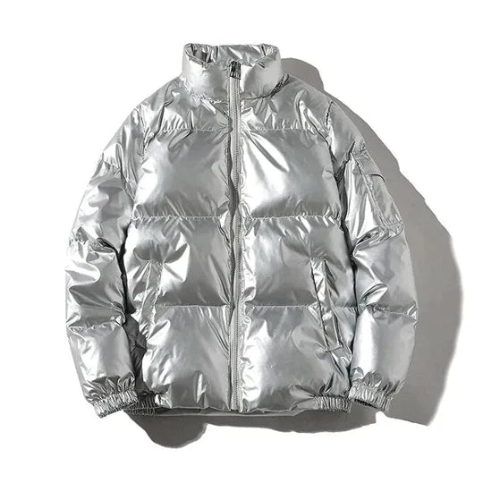 Metallische Winter-Pufferjacke für Herren
