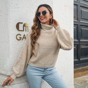 Damen Rollkragenpullover mit Laternenärmeln