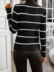 Gestreifter Damen Rollkragenpullover