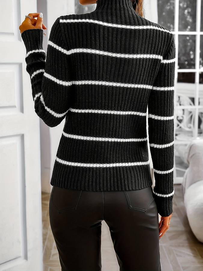 Gestreifter Damen Rollkragenpullover