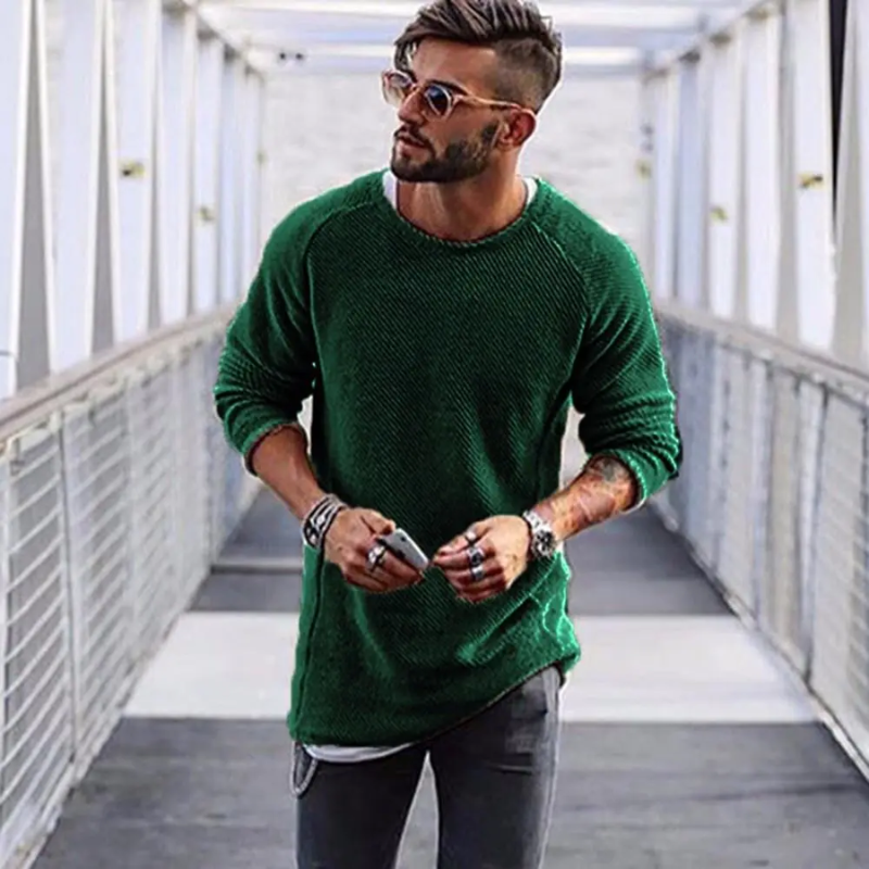 Herren Lange Strickpullover Sweatshirt