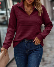 Half Zip V-Ausschnitt Pullover Damen