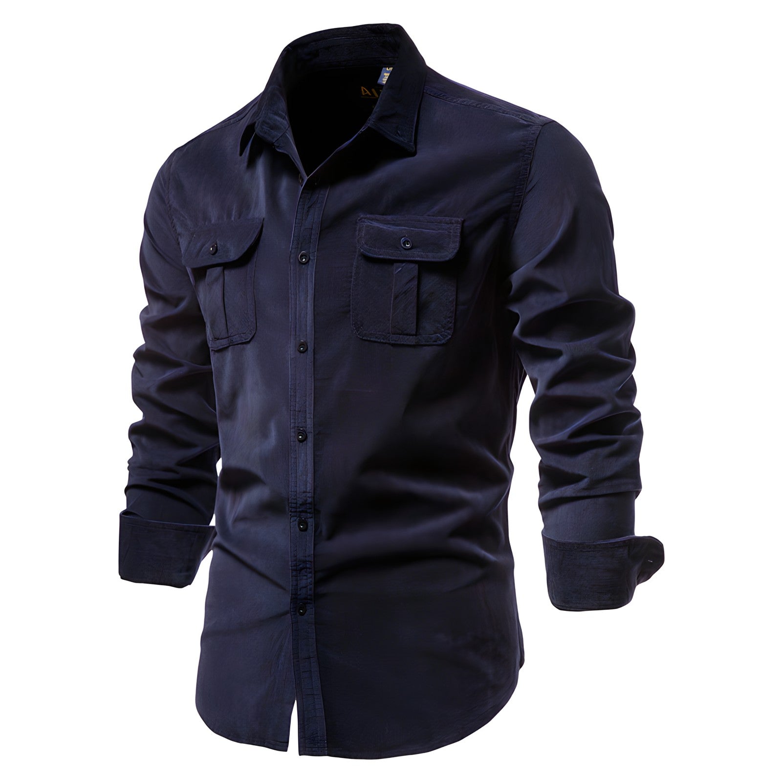 Slim Fit Langarm Hemd mit Brusttasche